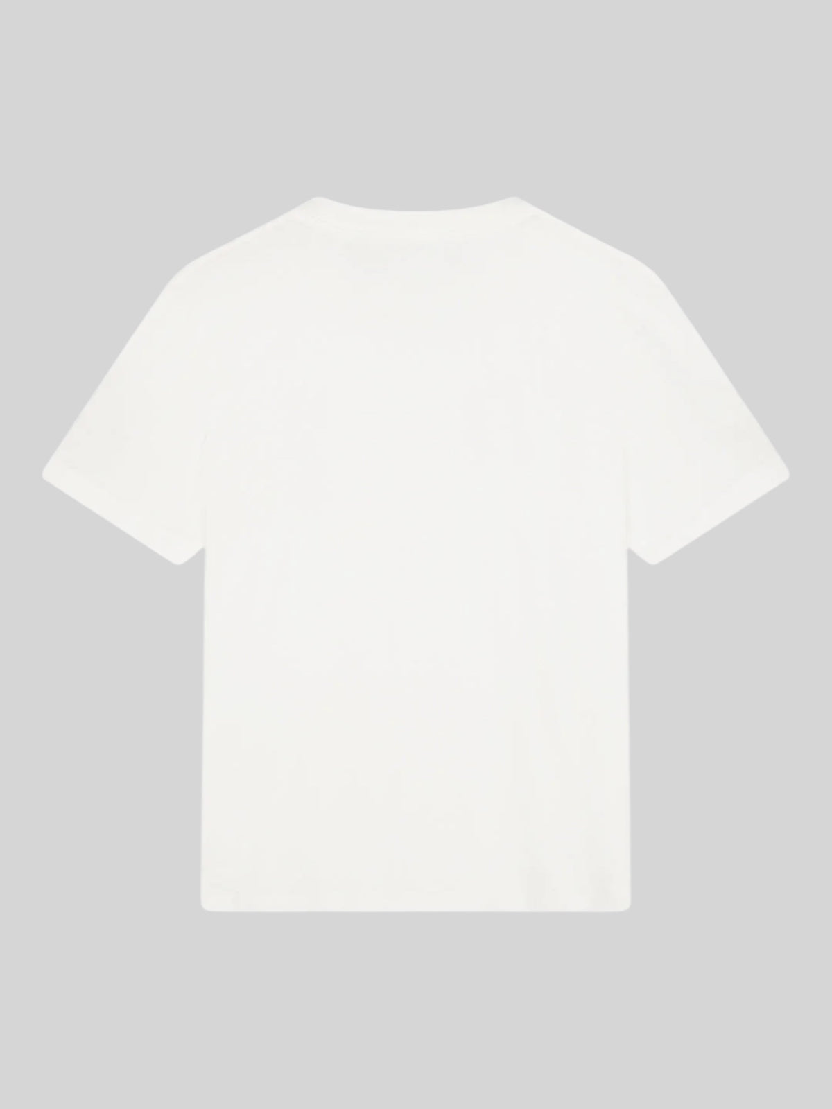 Baffle Haus white A110 lightweight classic fit t-shirt made from a soft recycled cotton blend, back view.