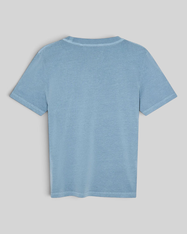 Baffle Haus A110 Tee in windward blue, a lightweight recycled cotton blend t-shirt with a soft wash back view.