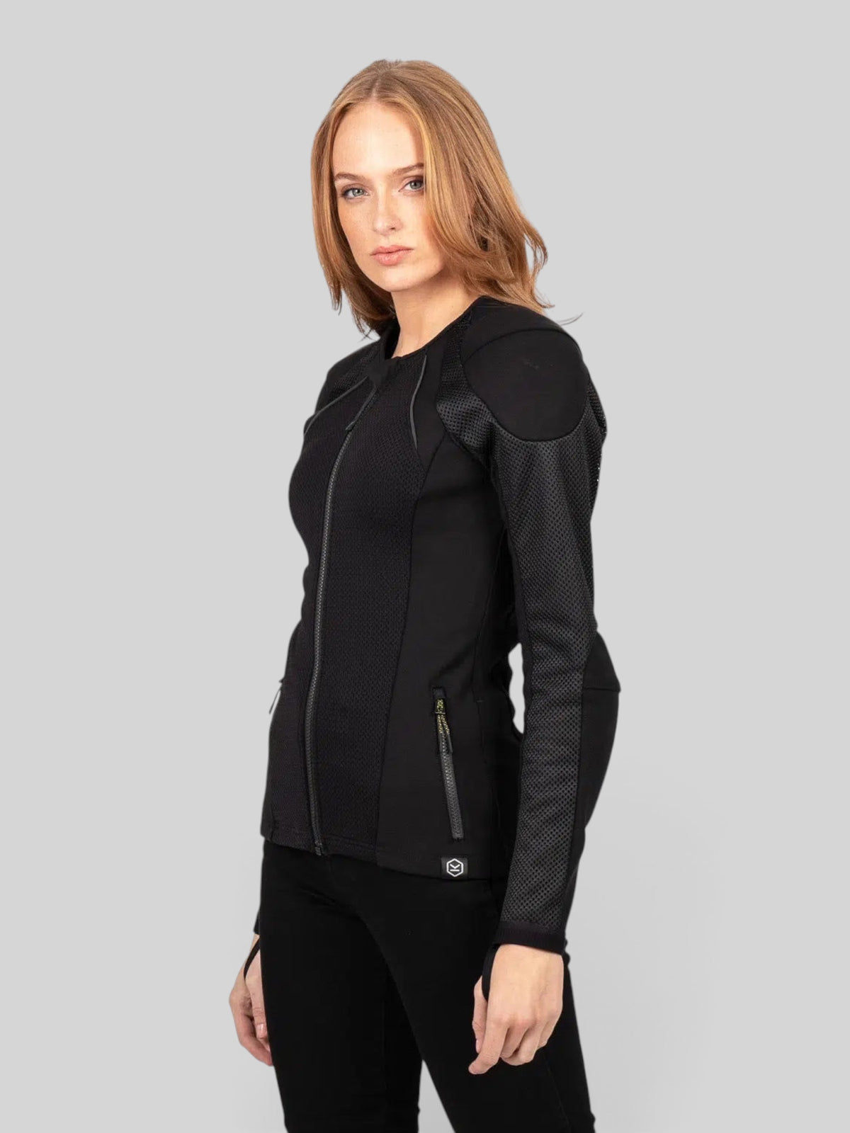 Baffle Haus Womens Urbane Pro MK3 black motorcycle jacket with breathable mesh panels and protective armor