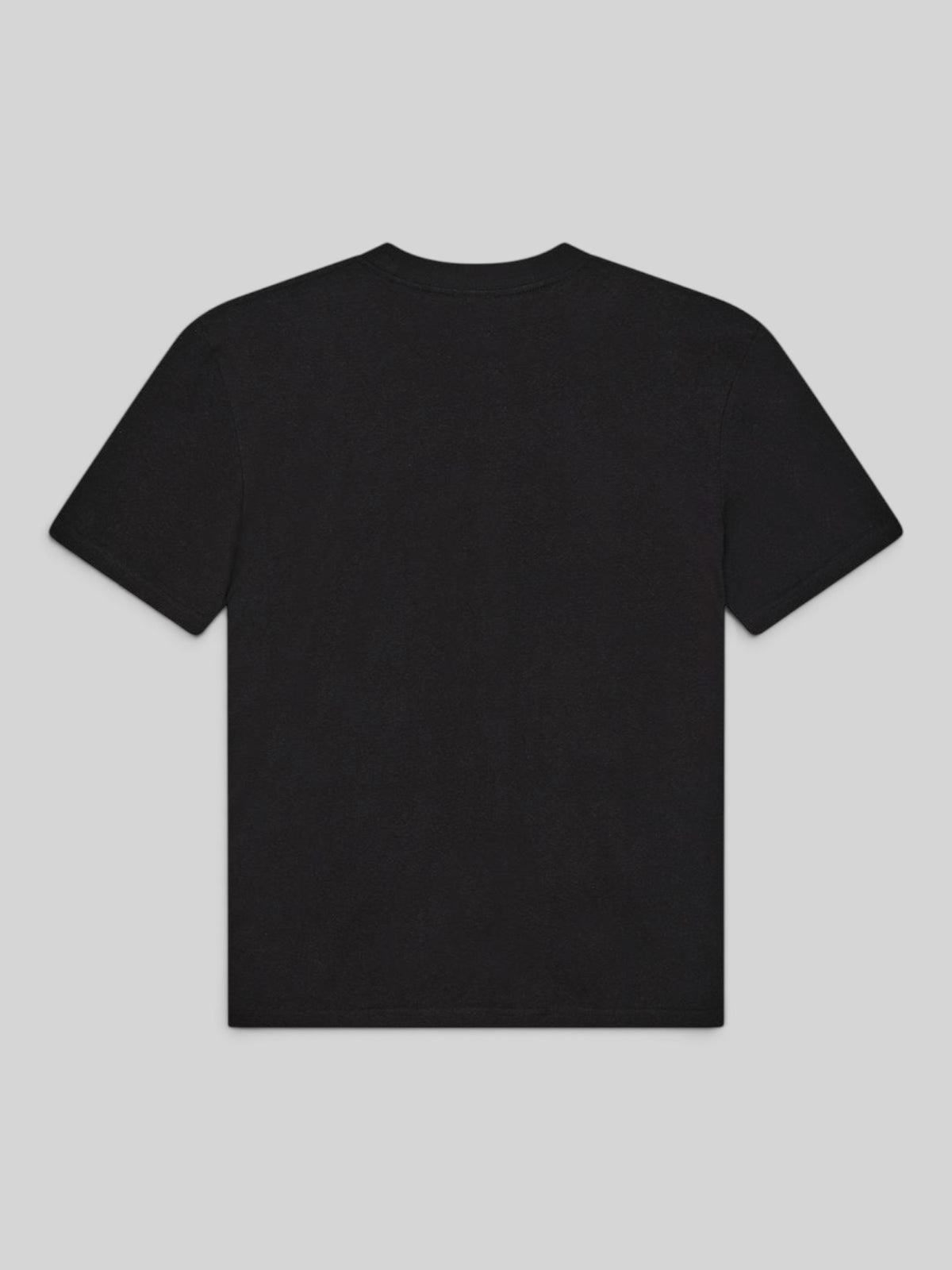Back view of the Baffle Haus Yesyes Tee in black, featuring a boxy fit and stonewashed recycled cotton jersey fabric.