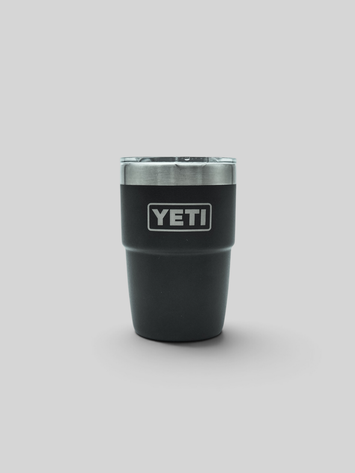Baffle Haus Yeti 8 oz black stackable stainless steel coffee cup with MagSlider lid and ceramic lining