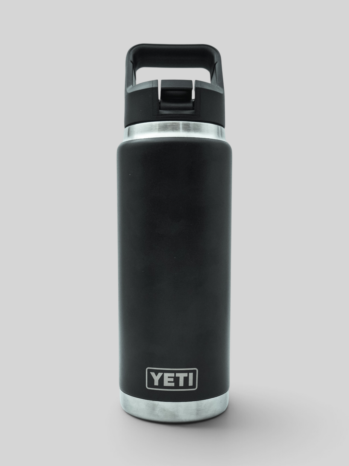 Baffle Haus Yeti 26 oz black stainless steel vacuum insulated water bottle with a leakproof Chug Cap