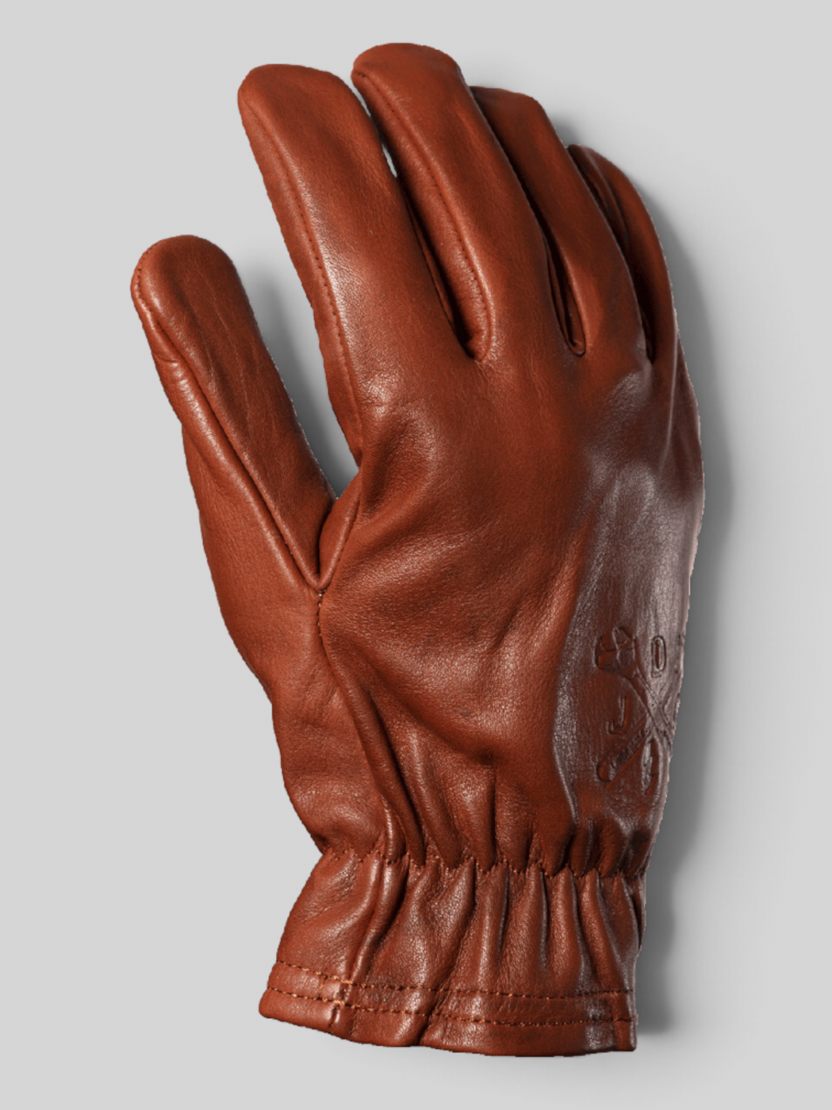 Baffle Haus Freewheeler XTM brown cowhide leather motorcycle gloves with pre-curved fingers and elasticated wrist